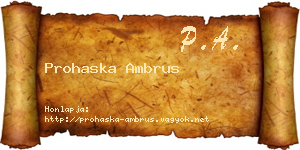 Prohaska Ambrus névjegykártya